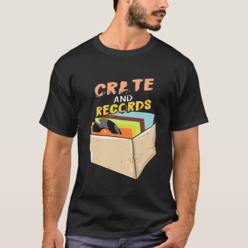 Vintage Vinyl Crate And Records T_Shirt