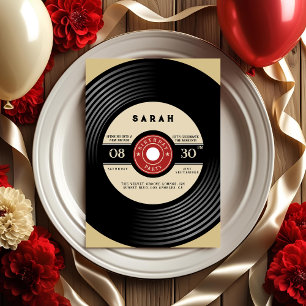 Vintage Vinyl Record Birthday Invitation