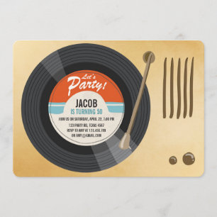 Vintage Vinyl Record Birthday invitation Oldies