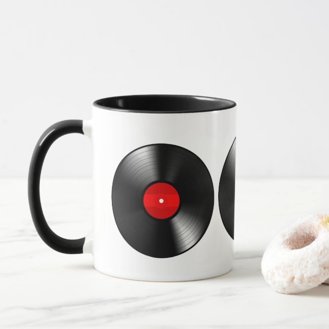 Vintage Vinyl Record Coffee Mug (With Donut)