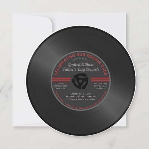 Vintage Vinyl Record Fathers Day Brunch Invite 