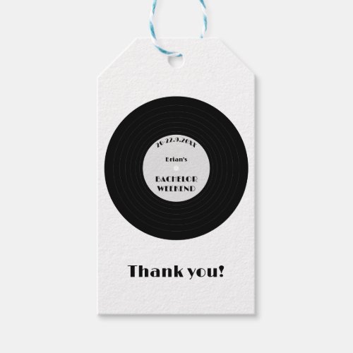 Vintage Vinyl Record Music Black Bachelor Weekend Gift Tags