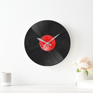 Vintage Vinyl Record - Music Lover Large Clock