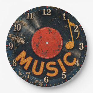 Vintage Vinyl Record Music Paper Plates