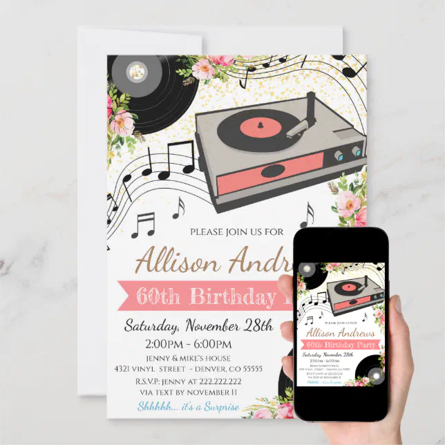 Vintage Vinyl Record Party Invitation | Zazzle