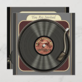 Vintage Vinyl Record Party Invitations (Front/Back)