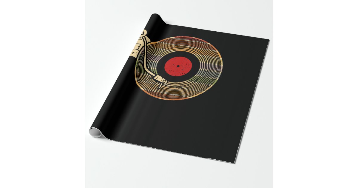 Vintage Vinyl Record Player Sketch Drawing Wrapping Paper | Zazzle