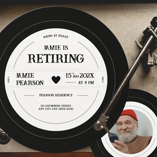 Vintage Vinyl Record Retirement Party Invitation