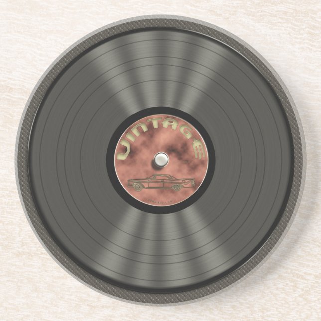 Vintage Vinyl Record Sandstone Coaster (Front)