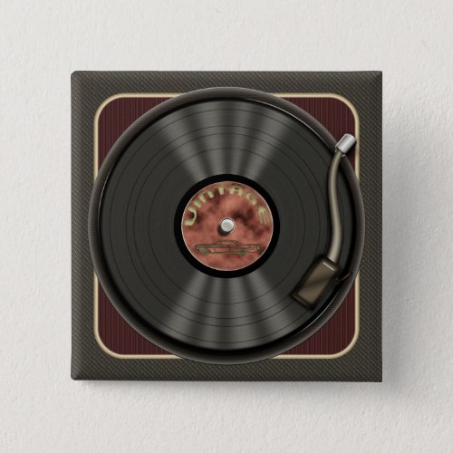 Vintage Vinyl Record Square Button
