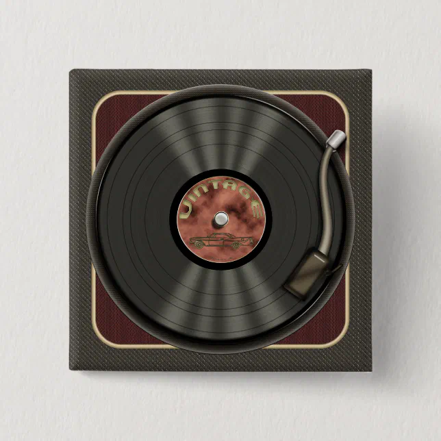 Vintage Vinyl Record Square Button Zazzle