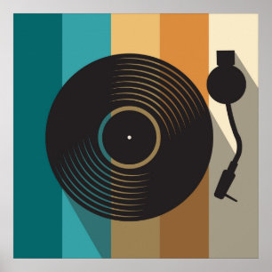 Vintage Vinyl Record Turntable Minimalist Music Poster