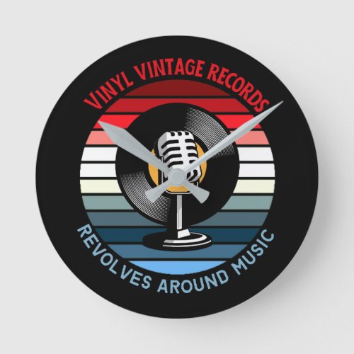 Vintage vinyl records design Wall Clock