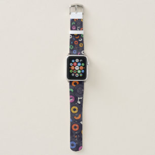 Vintage Vinyl Records Music Background Apple Watch Band