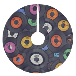 Vintage Vinyl Records Music Background Brushed Polyester Tree Skirt