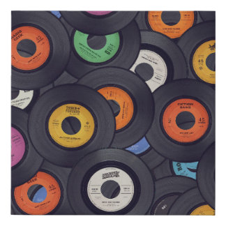 Vintage Vinyl Records Music Background Faux Canvas Print