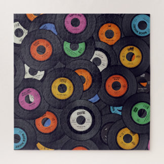 Vintage Vinyl Records Music Background Jigsaw Puzzle