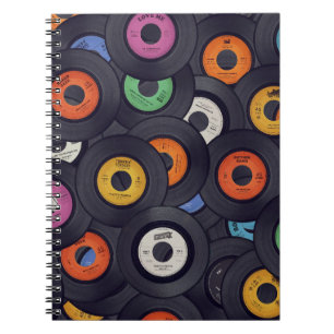 Vintage Vinyl Records Music Background Notebook