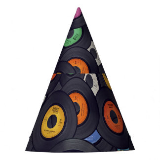 Vintage Vinyl Records Music Background Party Hat