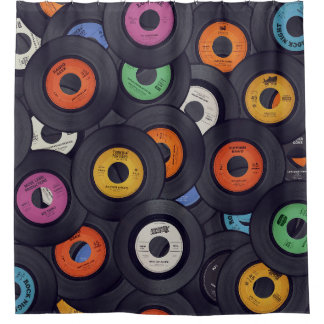 Vintage Vinyl Records Music Background Shower Curtain