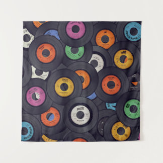 Vintage Vinyl Records Music Background Tapestry