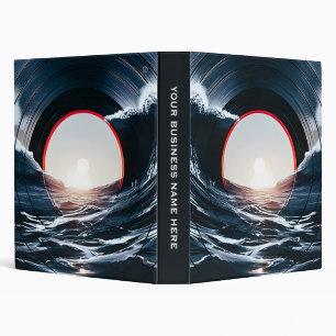 Vintage Vinyl Surf Wave Ocean Retro Music 3 Ring Binder