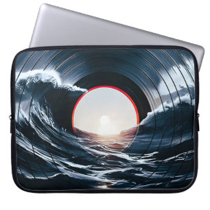 Vintage Vinyl Surf Wave Ocean Retro Music Laptop Sleeve