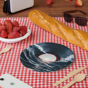 Vintage Vinyl Surf Wave Ocean Retro Music Paper Plates