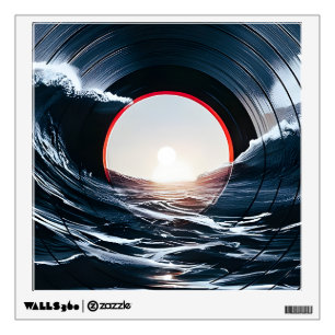 Vintage Vinyl Surf Wave Ocean Retro Music Wall Decal