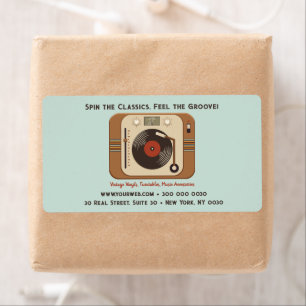 Vintage Vinyl Turntable Music Shop Shipping Label