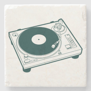 Vintage Vinyl Turntable Record Player Stone Coaster