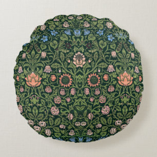 Vintage Violet and Columbine by William Morris Round Pillow