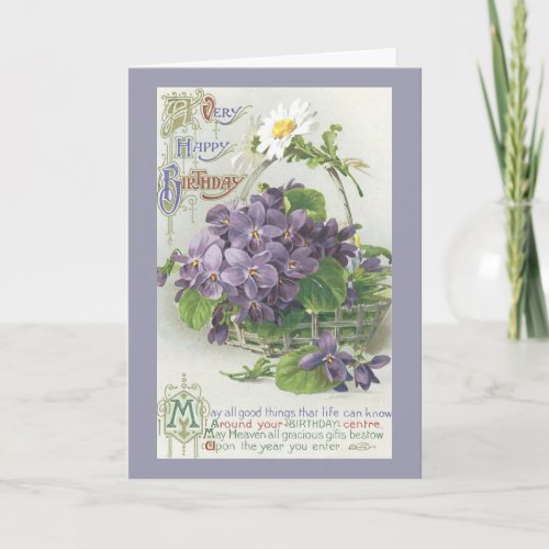 Vintage Violet Birthday Greeting Card