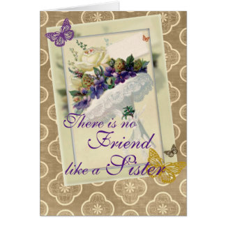 Vintage Violet Bouquet Sister and Friend Birthday Card