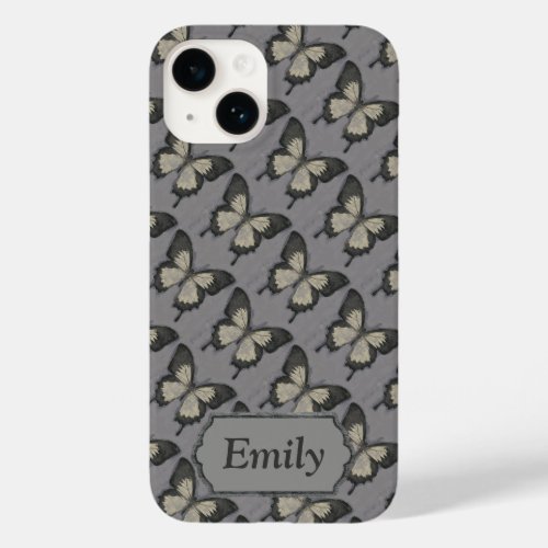Vintage Violet Butterfly Pattern Personalised  Case_Mate iPhone 14 Case