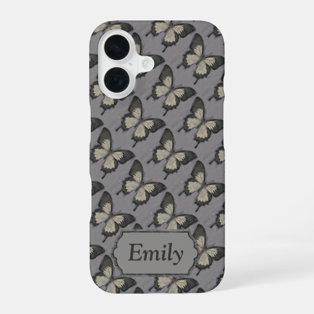Vintage Violet Butterfly Pattern Personalised  Iphone Case (Back)