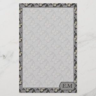 Vintage Violet Butterfly Pattern Personalised Stationery