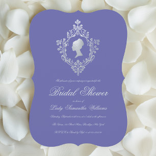 Vintage Violet Faux Silver Crest Bridal Shower Invitation