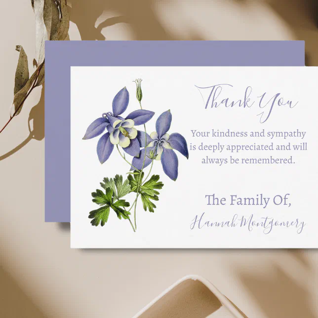 Vintage Violet Floral Sympathy Thank You Cards | Zazzle