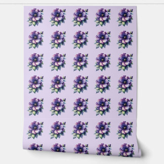 Vintage Violet Floral  Wallpaper