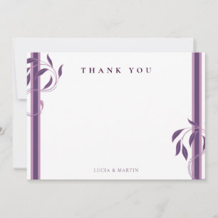 Vintage Violet Ornate Paisley Floral Blank Thank You Card