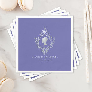 Vintage Violet Regency Lady in Crest Bridal Shower Napkins