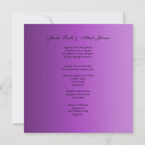 Vintage Violet Roses Wedding Invitation