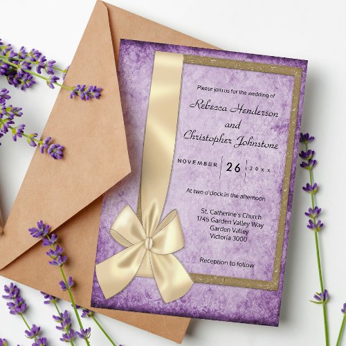 Vintage Violet Rustic Elegance Wedding Invitation