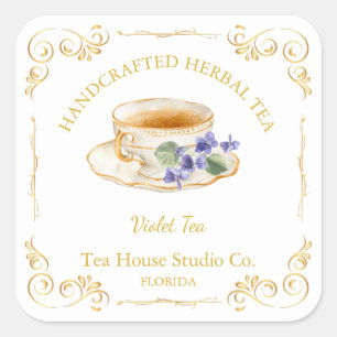 Vintage Violet Tea Square Label