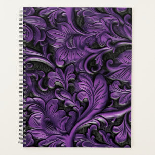 Vintage violet tooled leather planner