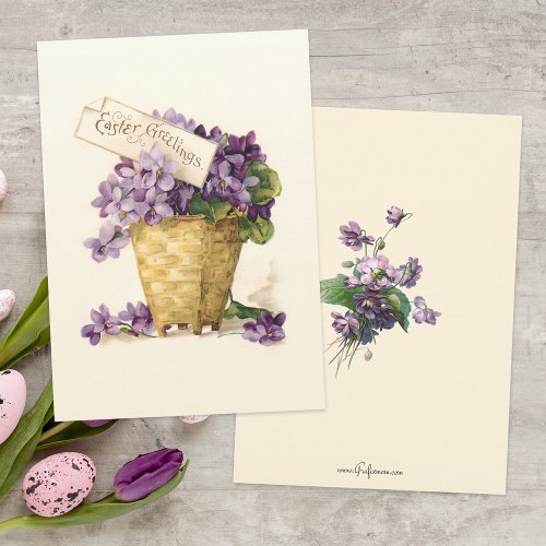 Vintage Violets and Easter Greetings Holiday Card