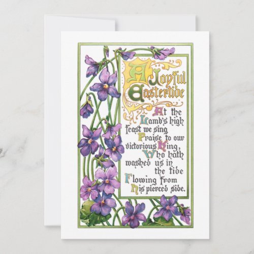Vintage Violets and Religious Easter Verse Holiday Card
