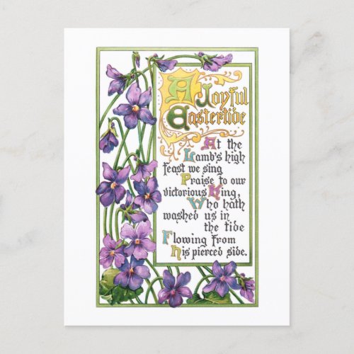 Vintage Violets and Religious Easter Verse Holiday Postcard