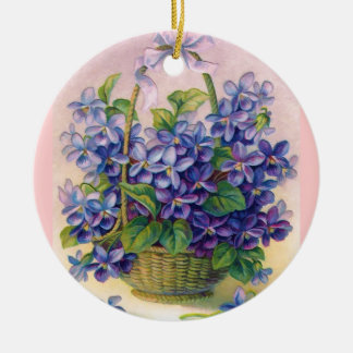 Vintage Violets in a Basket Ornament